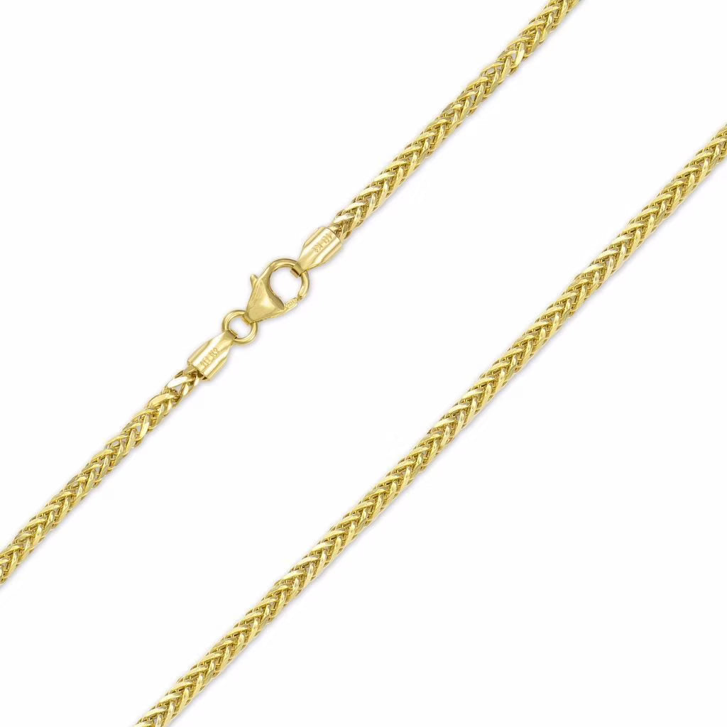 18K Yellow Gold 2mm Hollow Wheat Chain Necklace, 18 Inches K85454