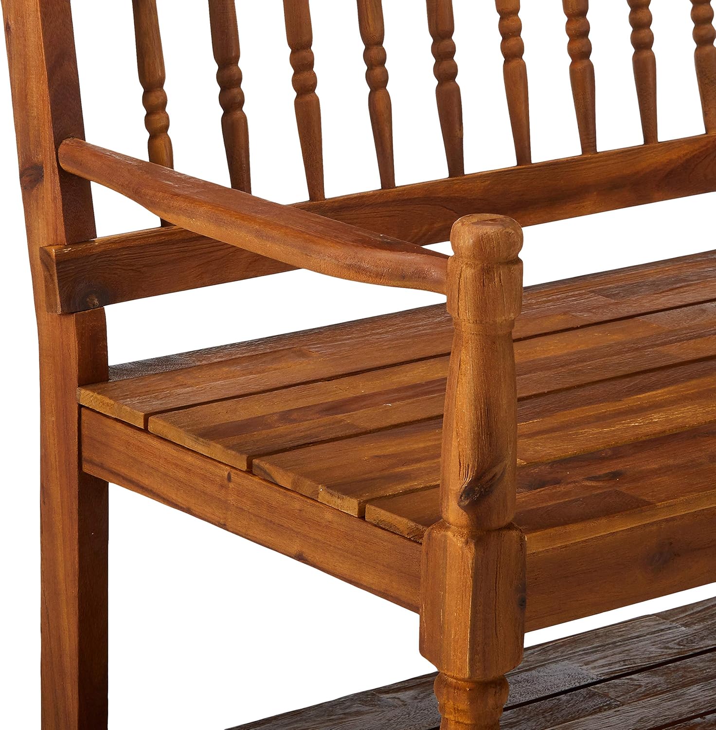 Teak Finish Acacia Wood Bench with Shelf G852