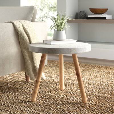 White Round Capiz End Table E324