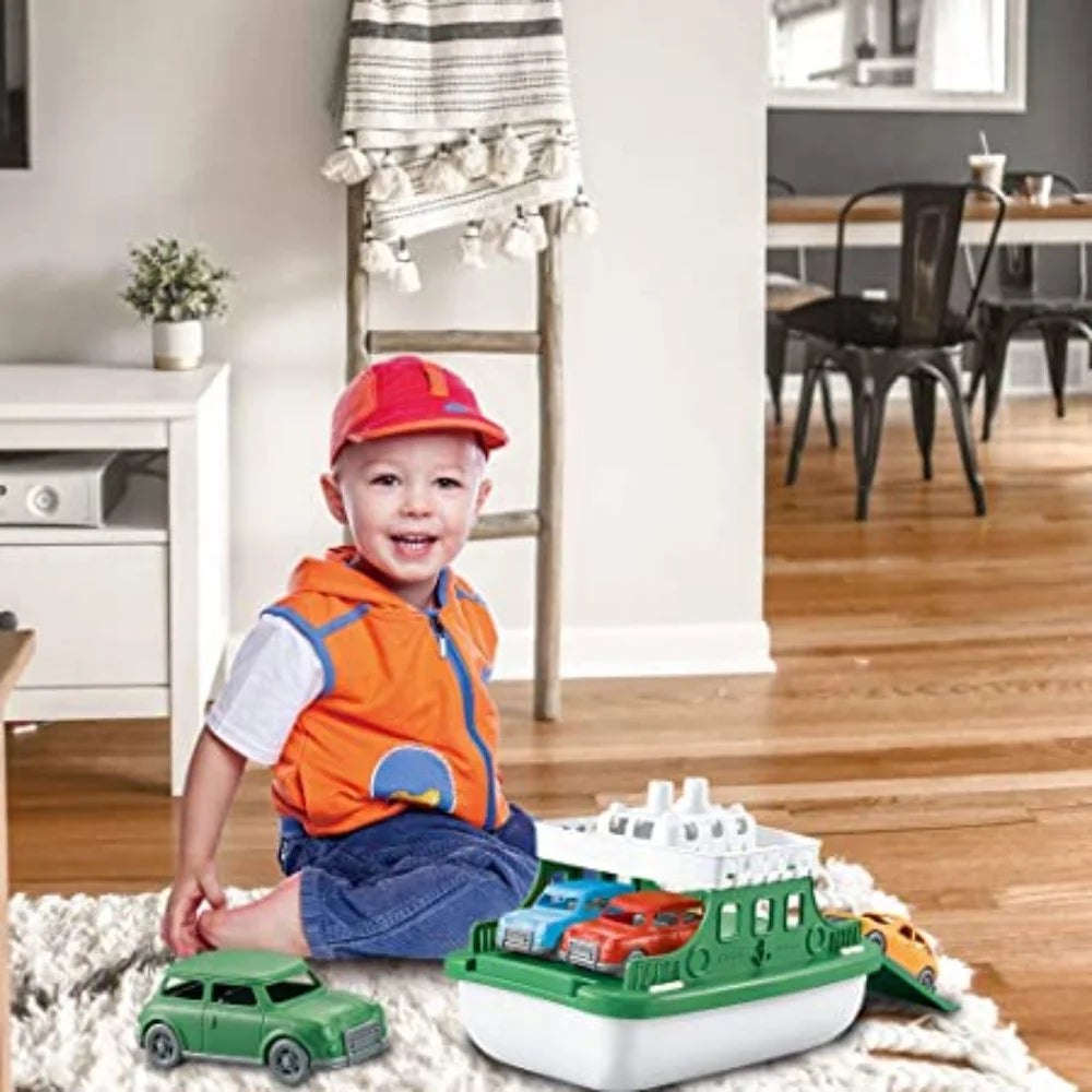 Green Toys Ferry Boat with 4 Cars Bathtub Toy X31915