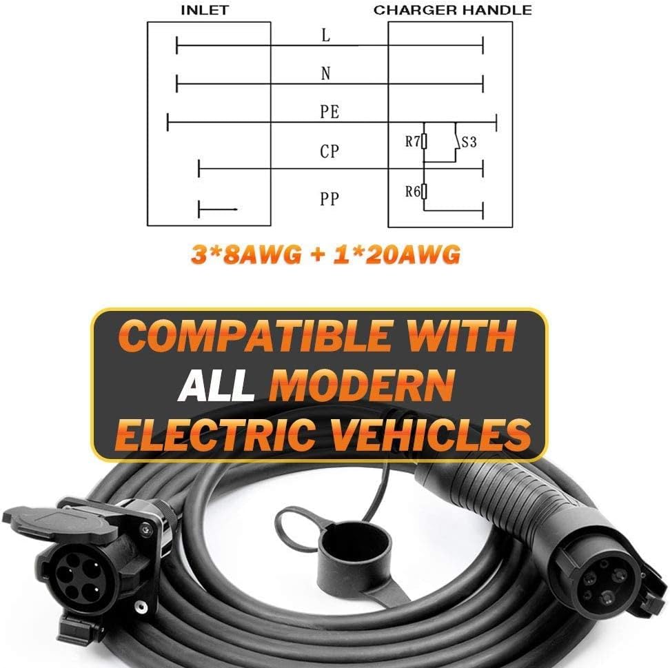 EV Charger Extension Cable 32Amp 20ft Charging Cord E371