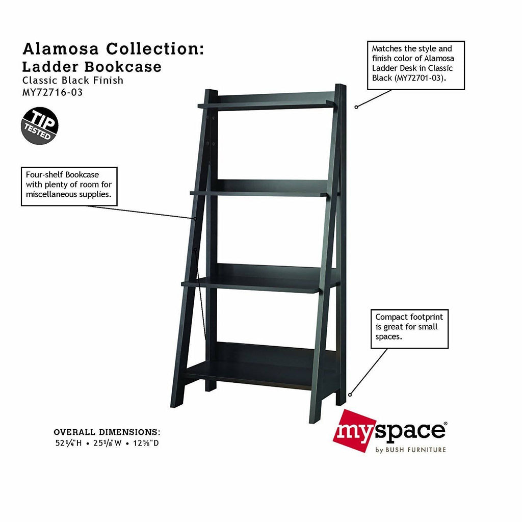 Classic Black Ladder Bookcase T97044