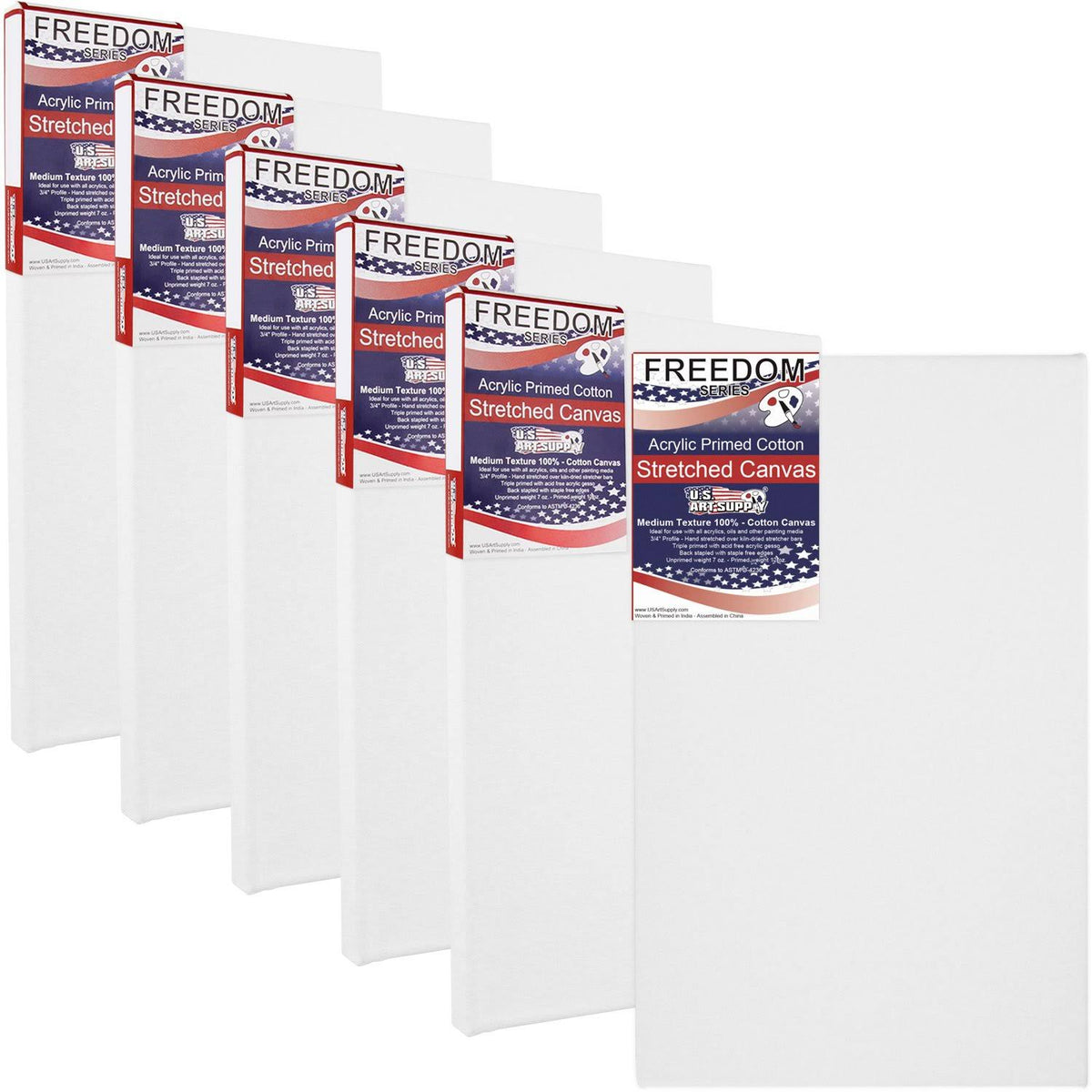 24 inch x 48 inch Stretched Canvas 12-Ounce Primed 6-Pack White Blank 3/4 inch Profile P314659