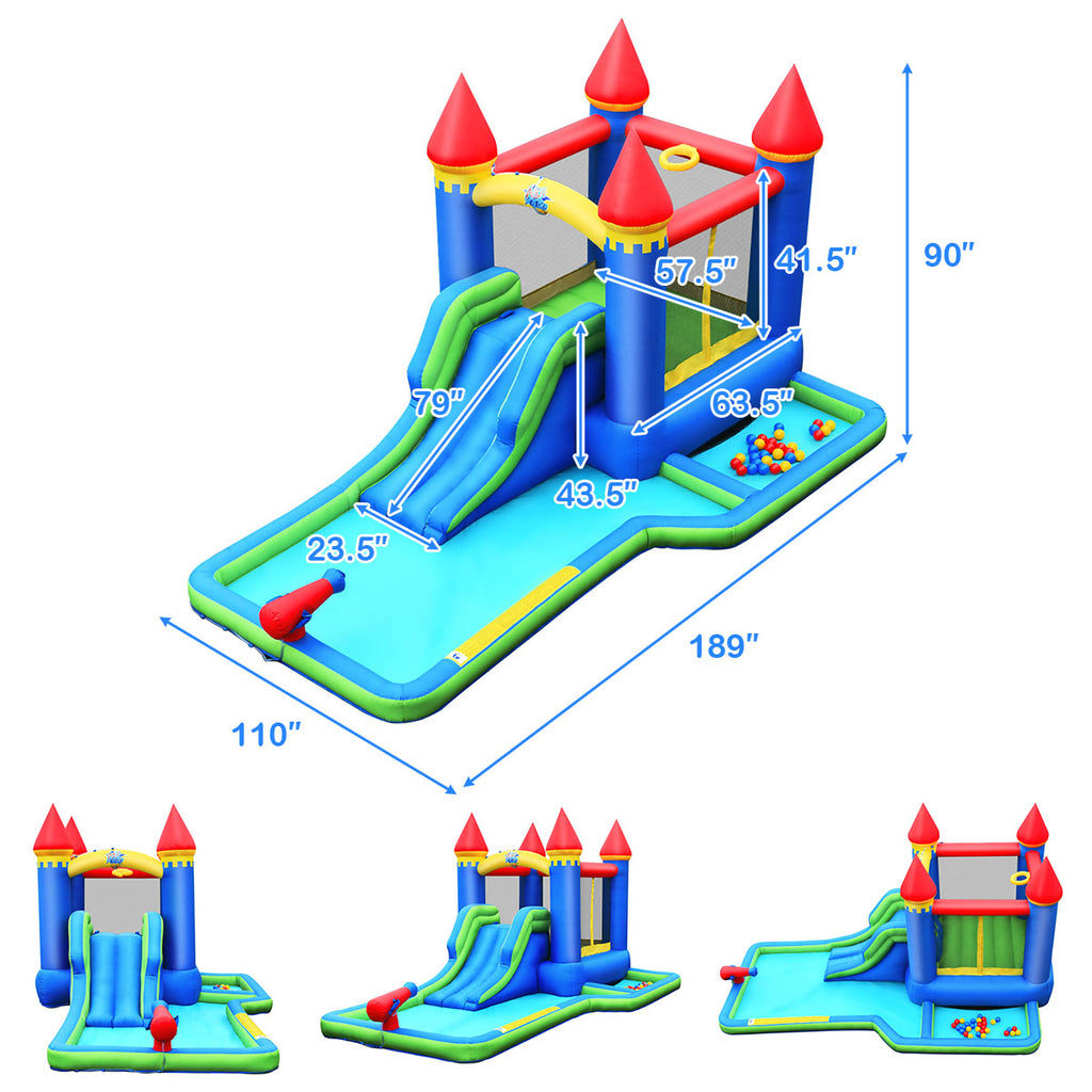 Inflatable Castle Bounce House Slide Water Park Ball Pit with 550W Blower X193