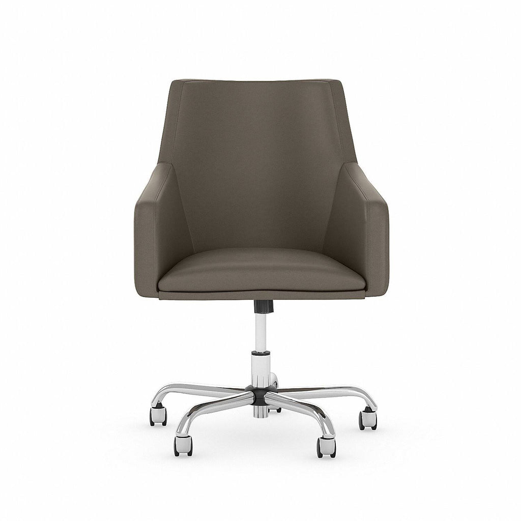 Washed Gray Leather Mid Back Box Chair M683