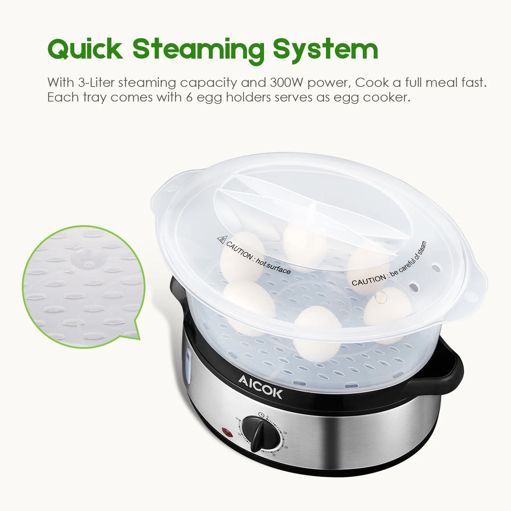 White 9.5 QT 3-Tier Electric Steamer X3002