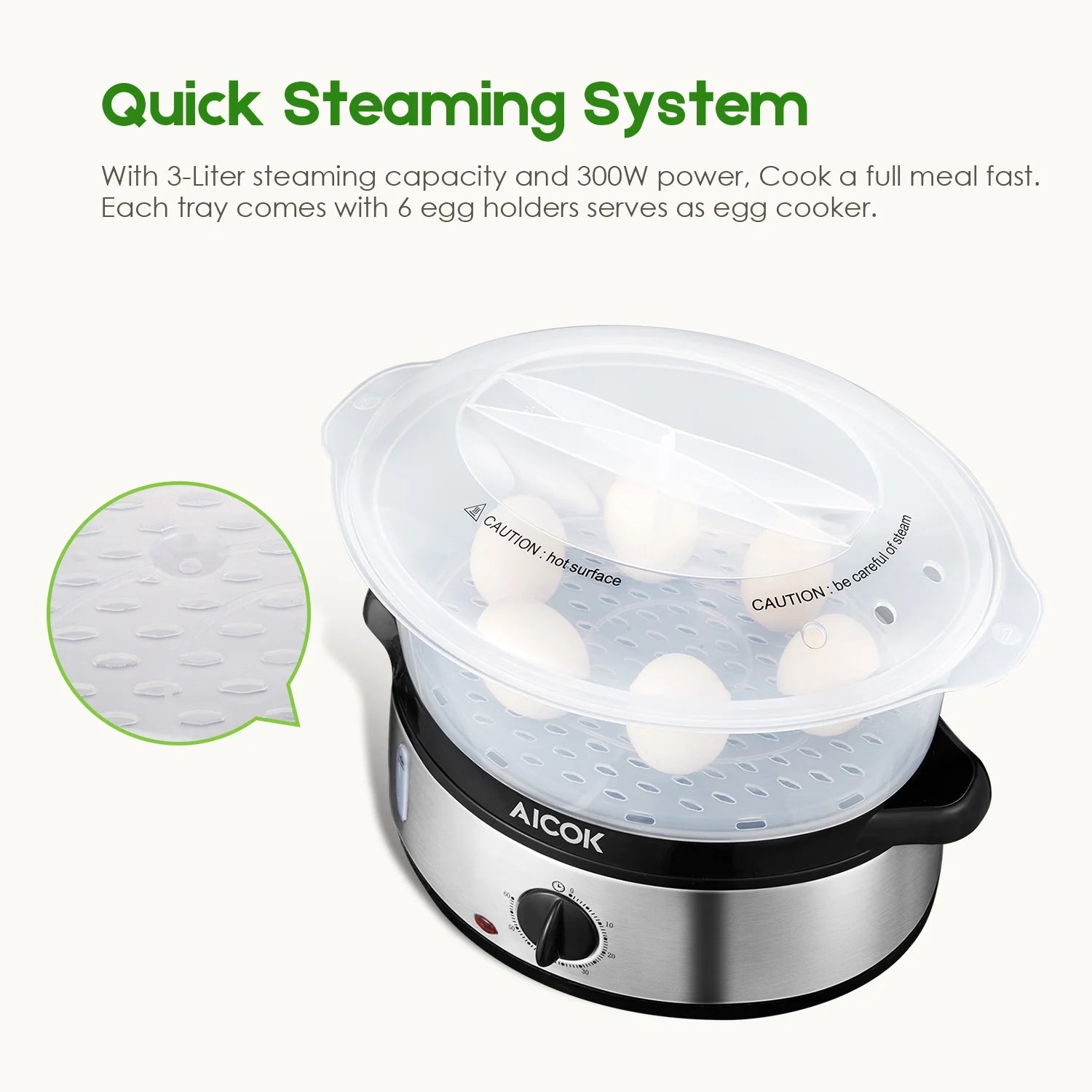 White 9.5 QT 3-Tier Electric Steamer X3002