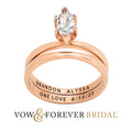 14K Rose Gold over Sterling Silver Marquise White Topaz 2-Piece Wedding Ring Set V2673