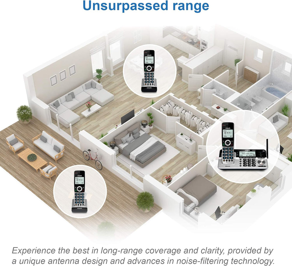 5 Handset Cordless Phone with Answering System, Silver & Black N1419