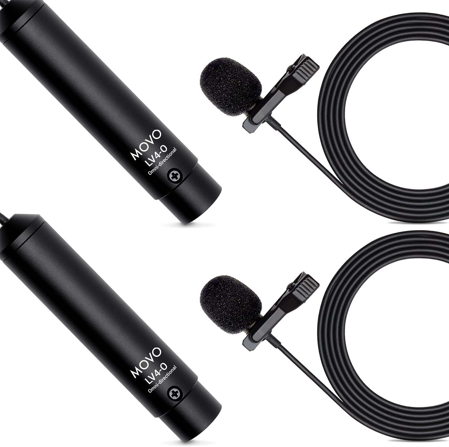 Omnidirectional Lavalier Microphone Set with Lapel Mic Clips and Windscreens, Pack of 2 S644972