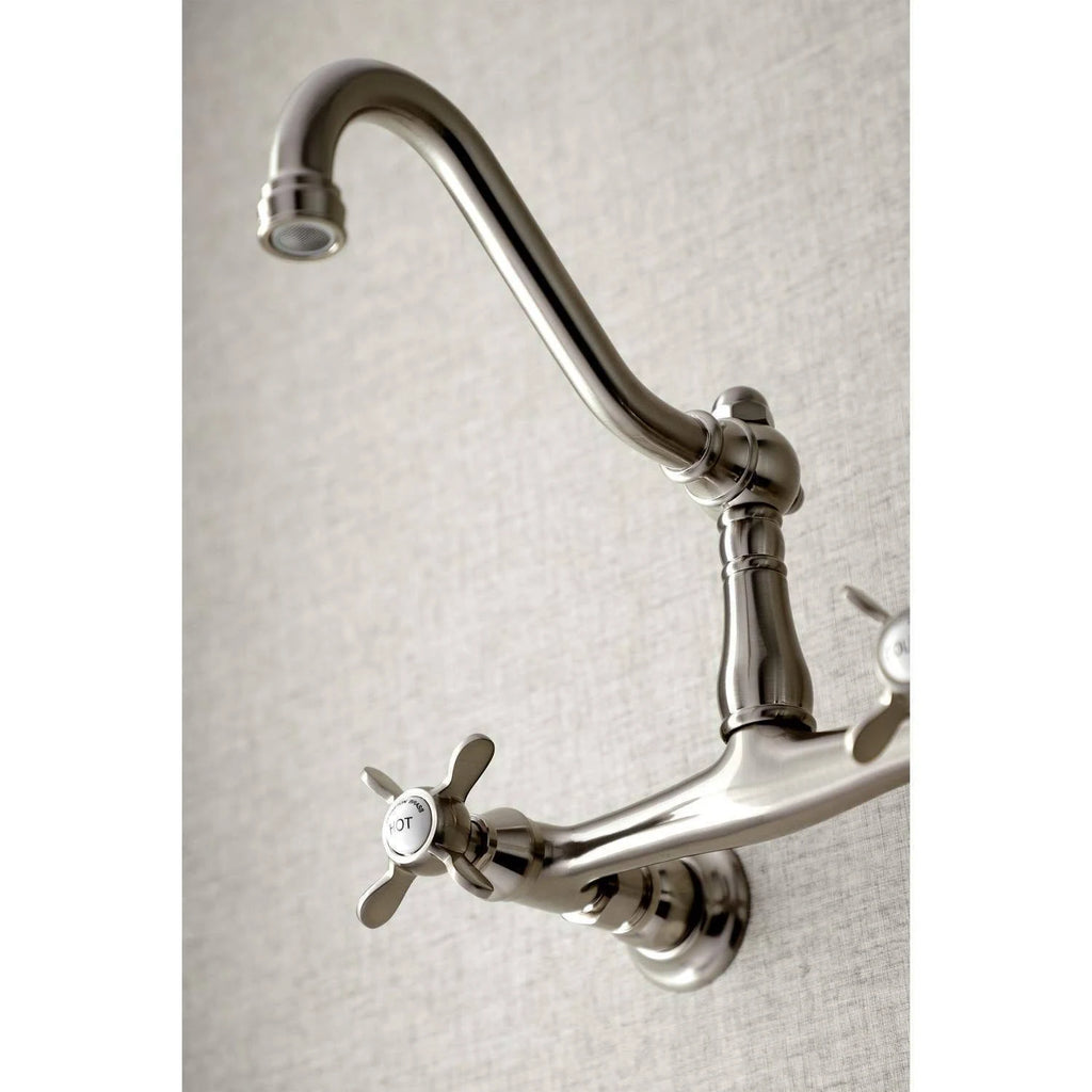 8x22 Center Wall Mount Bathroom Faucet, Brushed Nickel D592