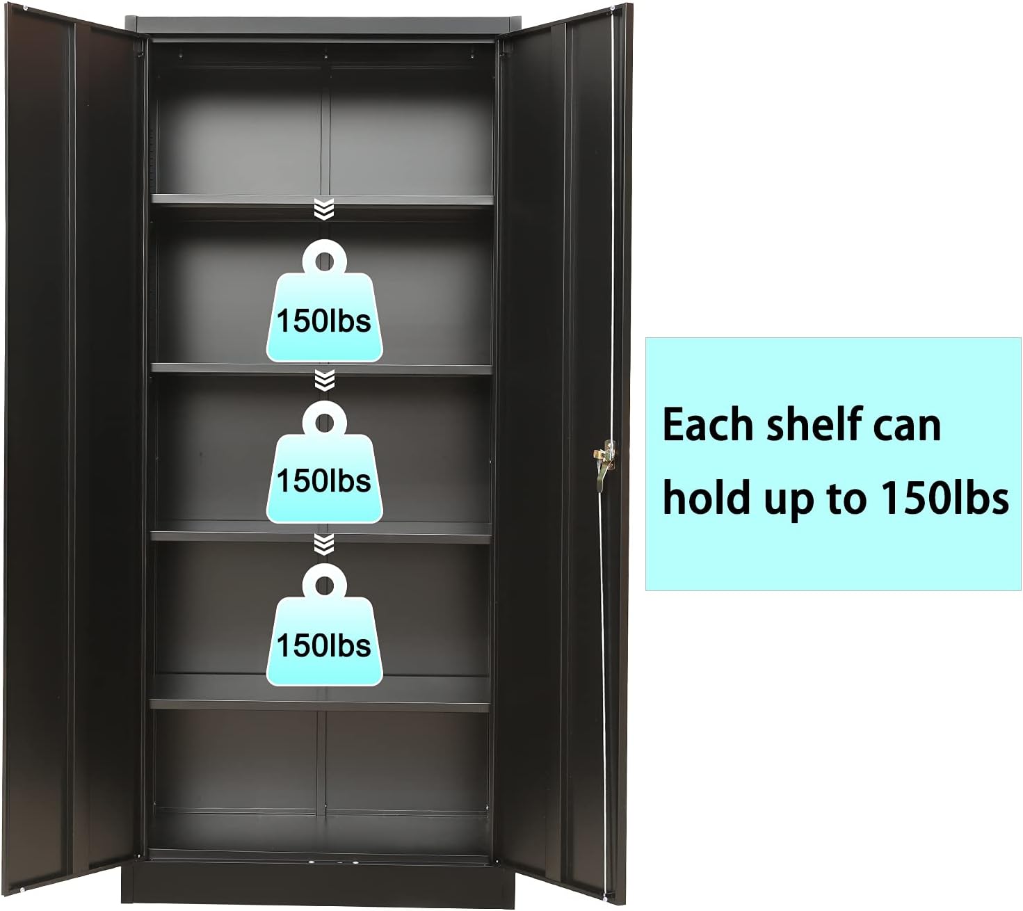 Lockable Steel Storage Cabinet with 2 Doors and 4 Shelves Q83144
