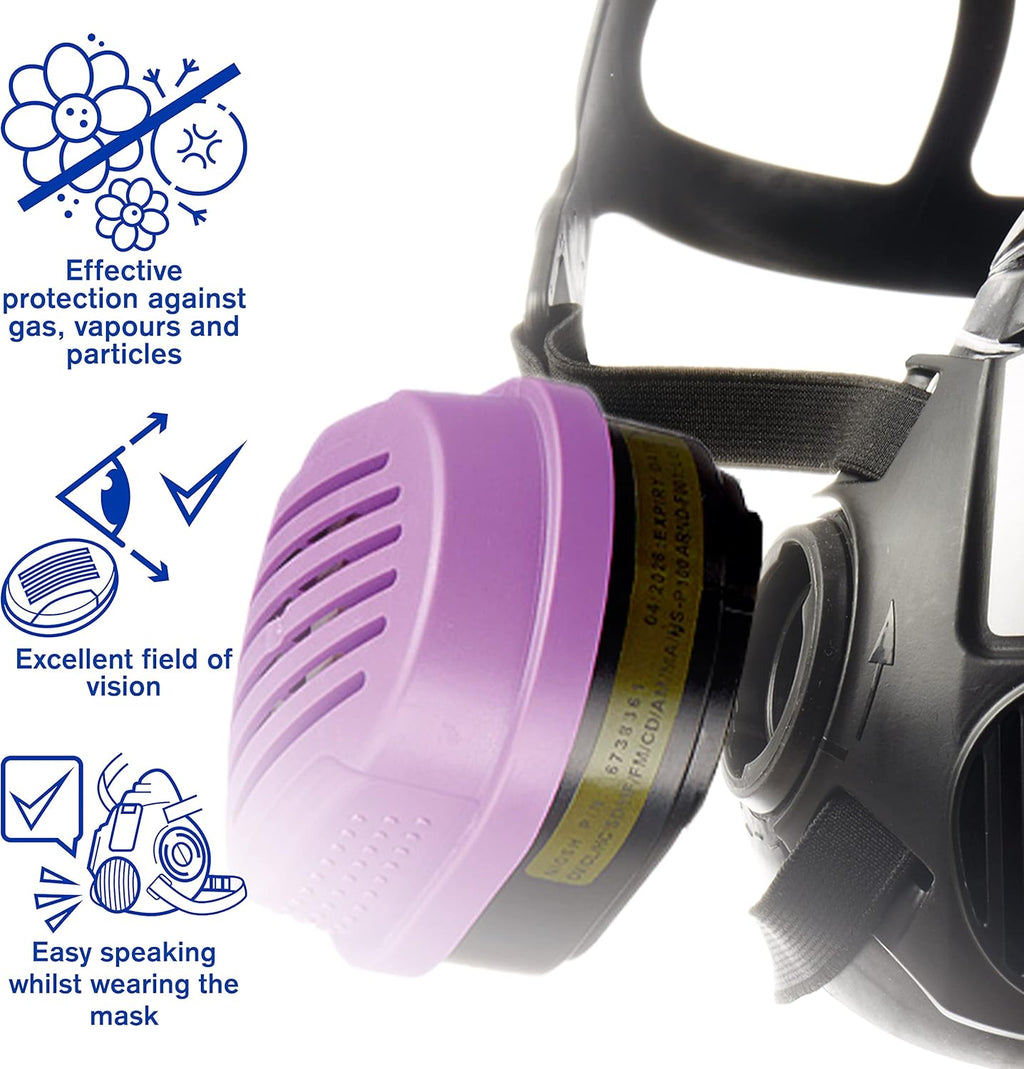 Half-Face Respirator Mask with 2x P100/Multi-Gas Combination Cartridge G5651