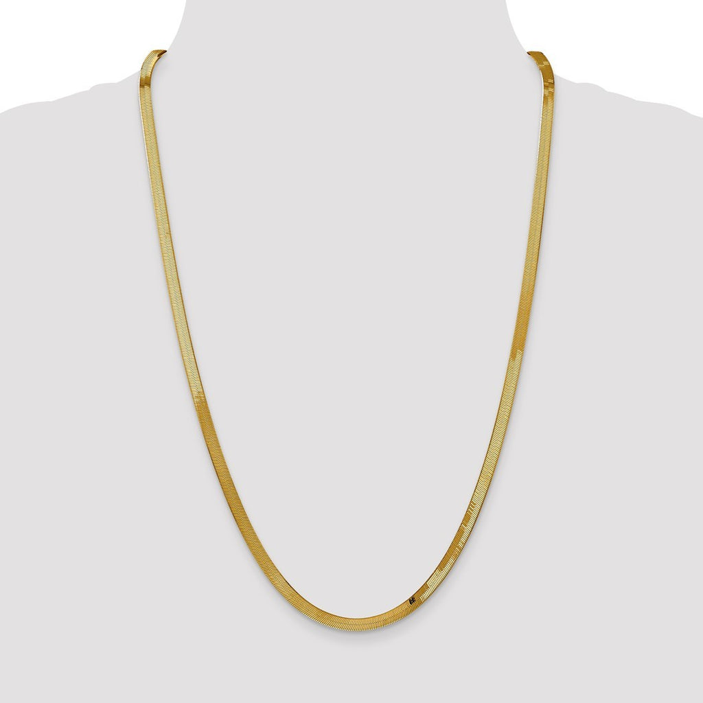 14 Karat Yellow Gold Herringbone Chain Bracelet V206