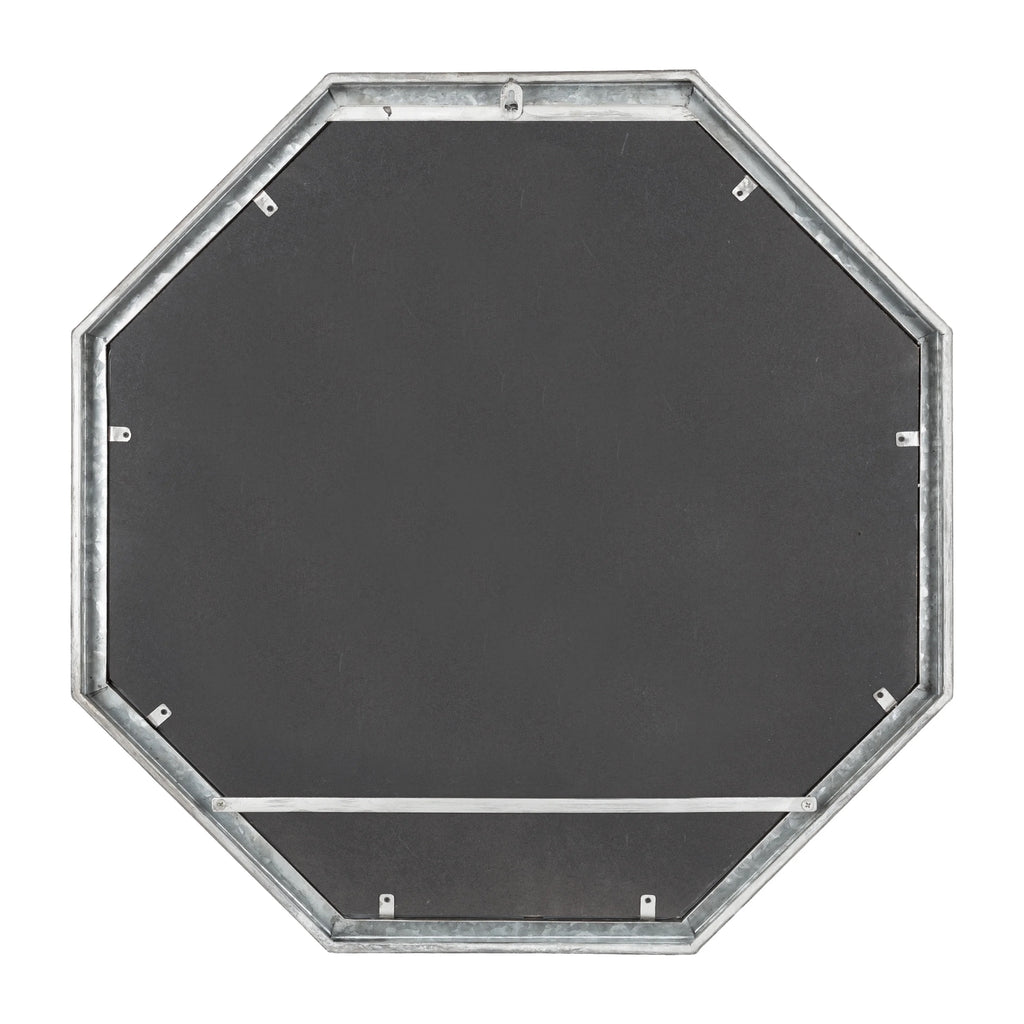 Vintage Galvanized Metal Octagon Wall Mirror, 26 x 26, Silver I488083