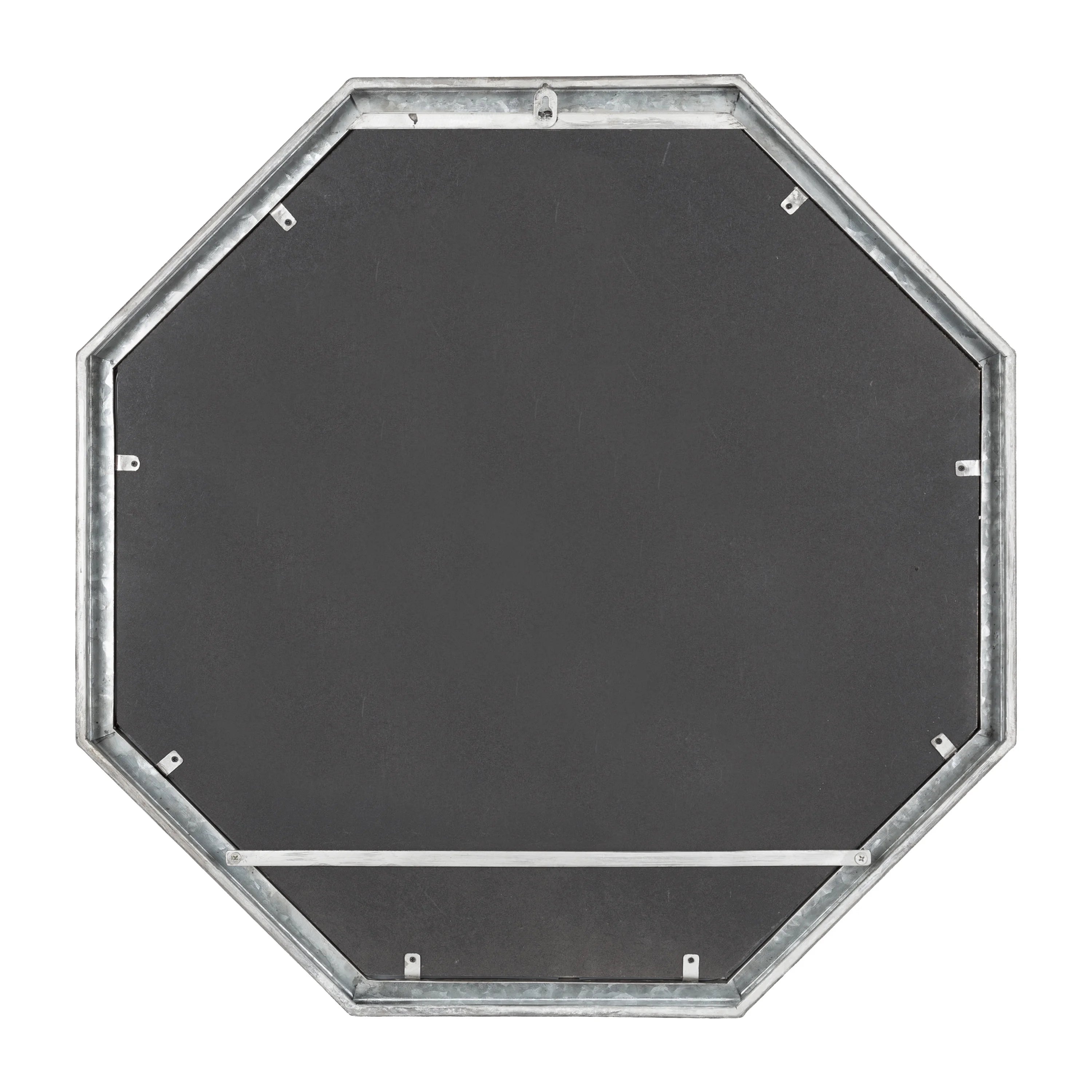 Vintage Galvanized Metal Octagon Wall Mirror, 26 x 26, Silver I488083