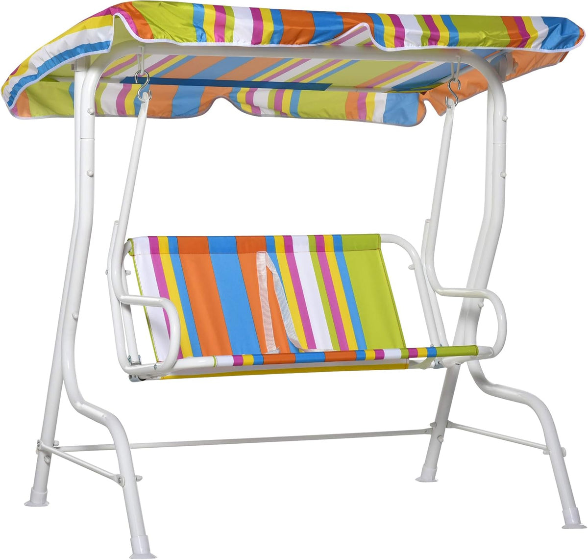 2-Seat Kids Canopy Swing Chair with Shade Awning Seat Belt K459