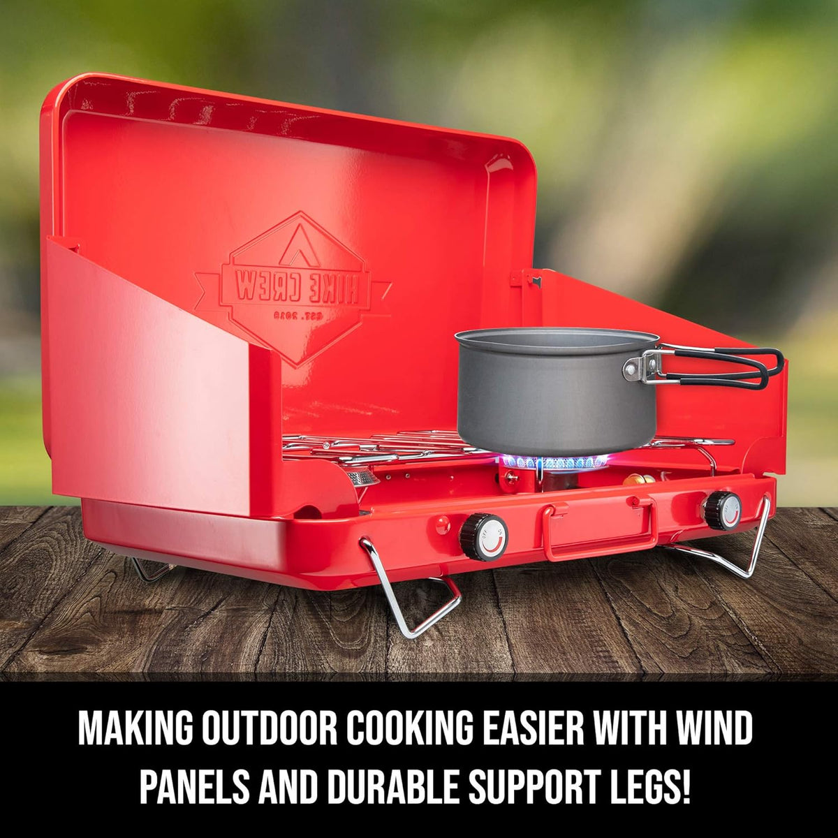Portable Double Propane Burner Camping Stove with Carrying Handle L6135