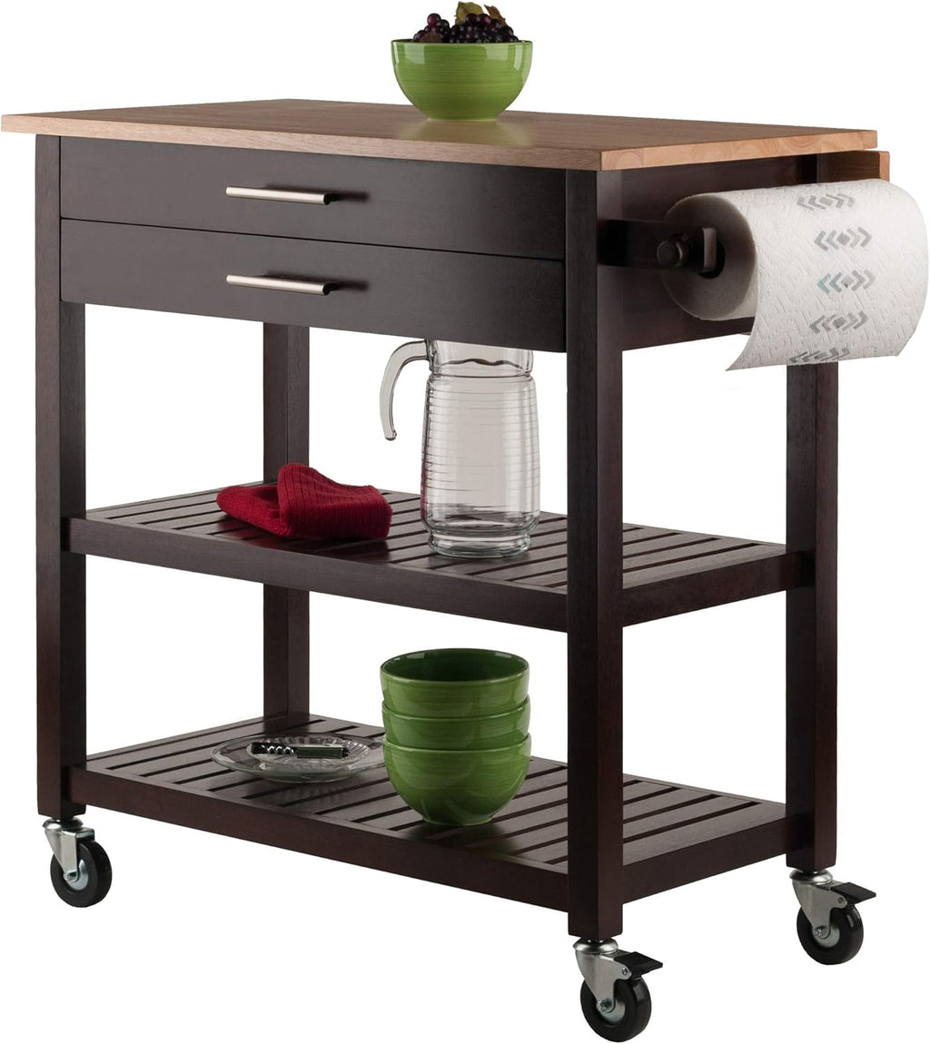 Cappuccino/Natural Kitchen Cart H29047
