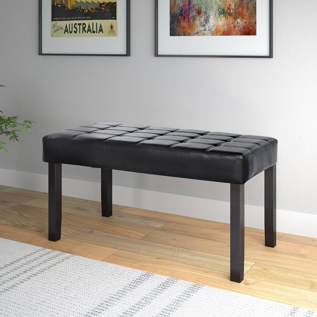 24-Panel Bench in Leatherette Brown M8969