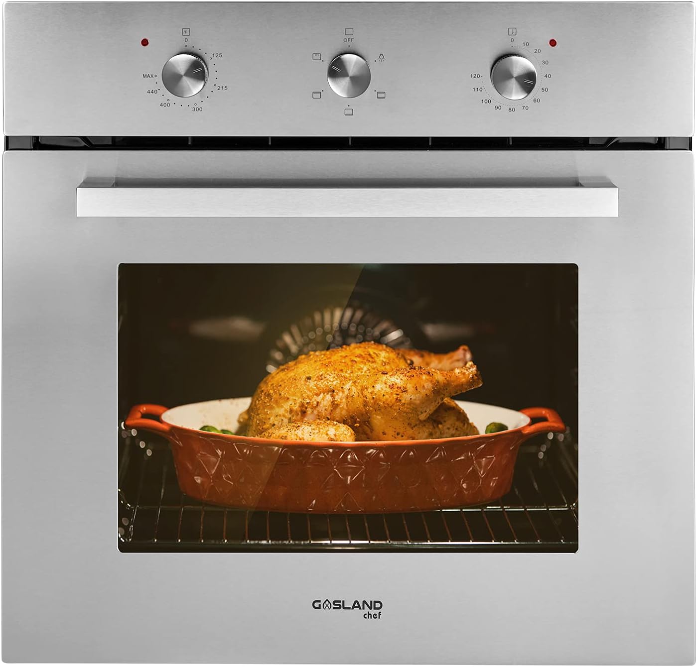 24 Electric Single Wall Oven, 2.3Cu.f Built-in Black Glass, 240V 2000W D427