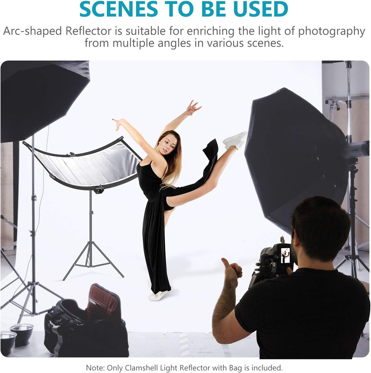 Black/White/Gold/Silver Photography Curved Lighting Reflector with Carrying Bag C4789