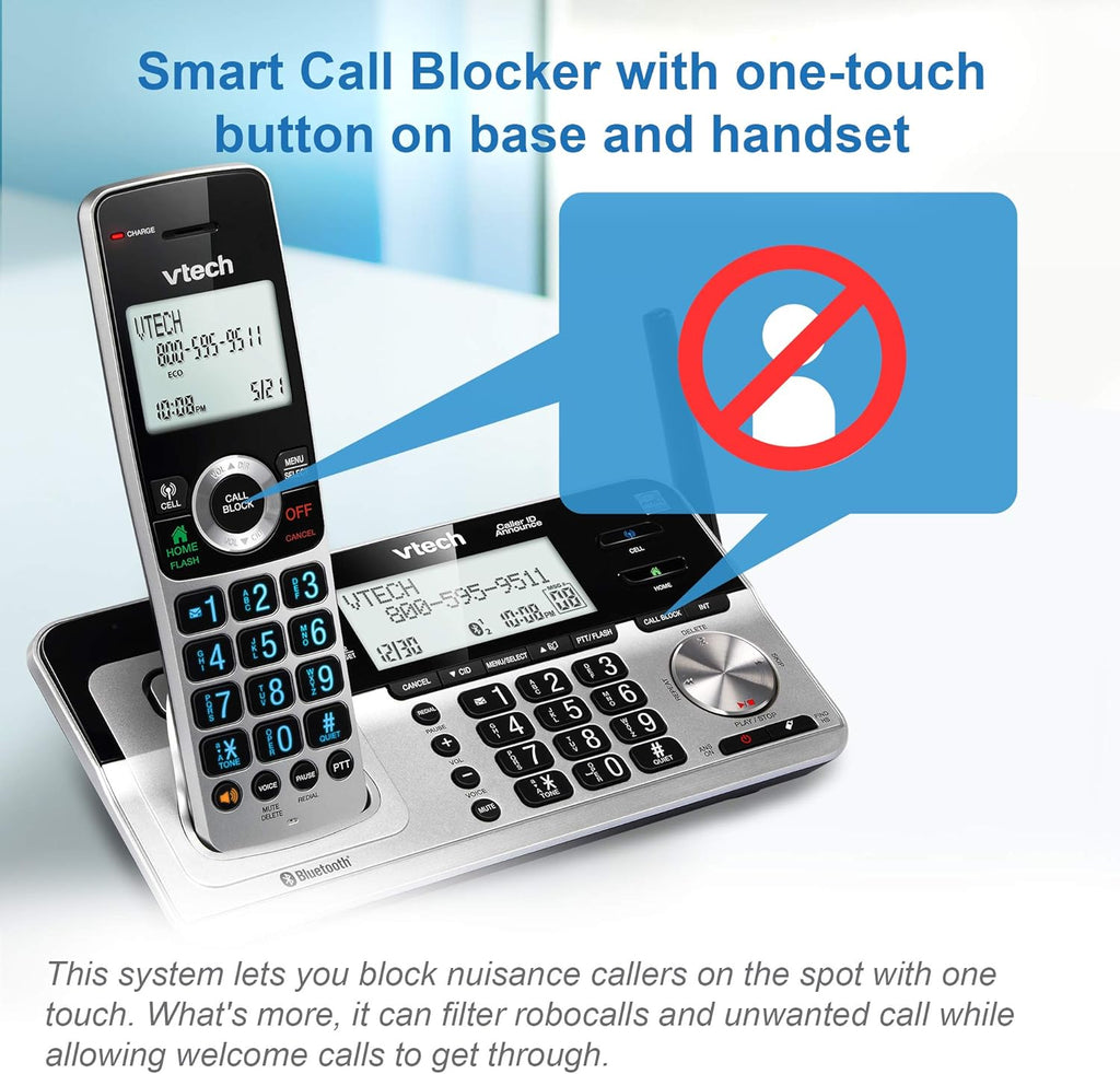 5 Handset Cordless Phone with Answering System, Silver & Black N1419