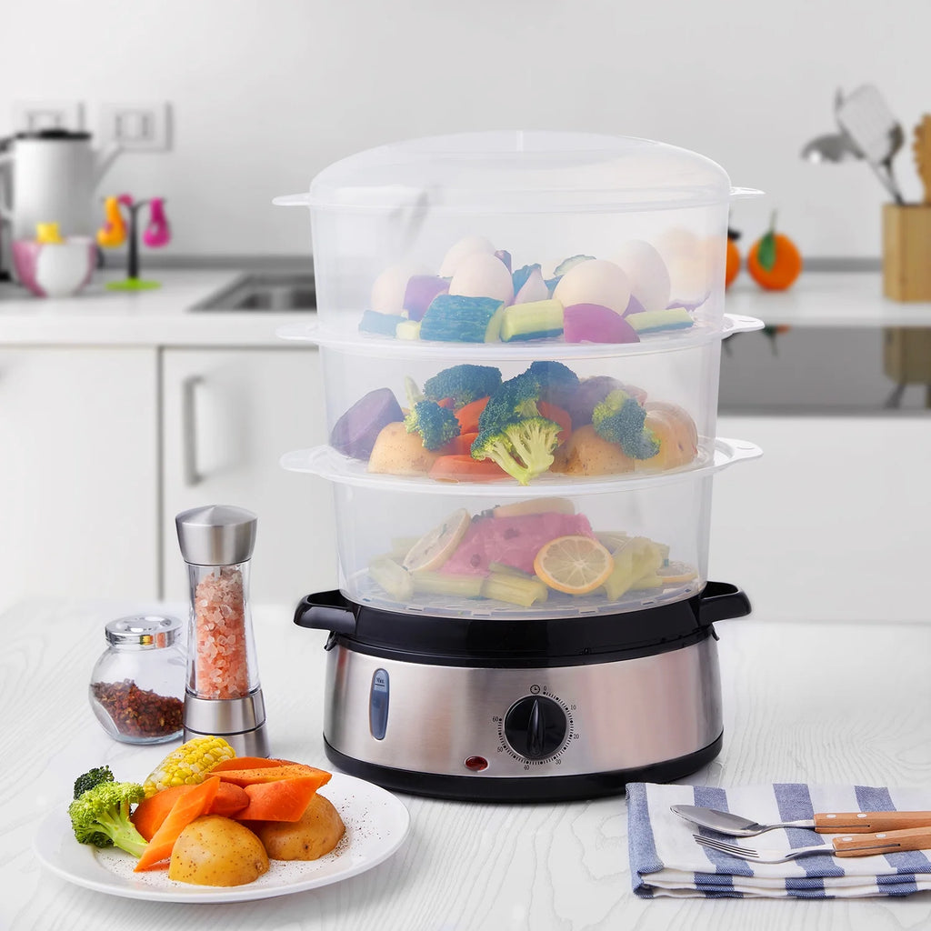 White 9.5 QT 3-Tier Electric Steamer X3002