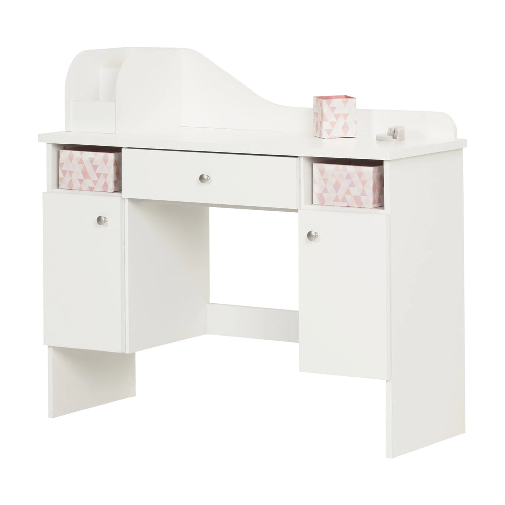 White 2-Door Makeup Desk with Baskets E86618