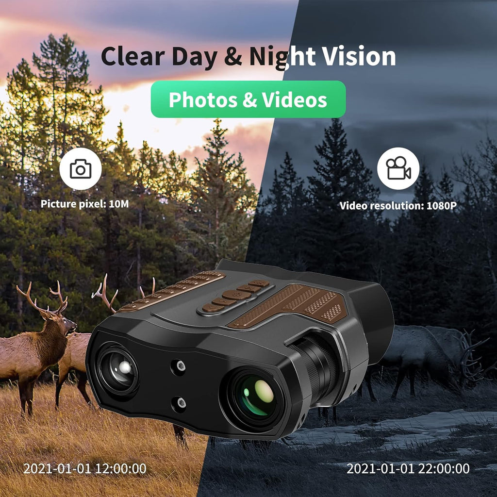 Night Vision Goggles with 10X Optical Zoom, 1080P Video, 3.2 LCD, Rechargeable Battery N565608