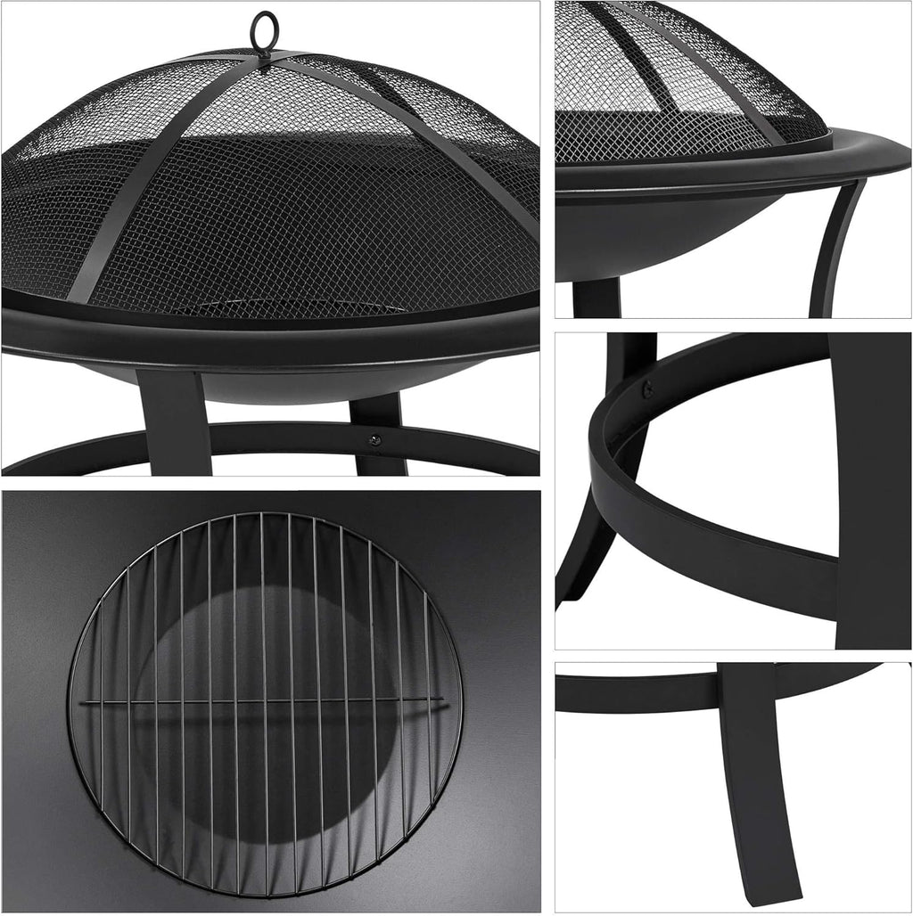 29'' Wood Burning Fire Pit with Grate & Spark Screen Cover J273149