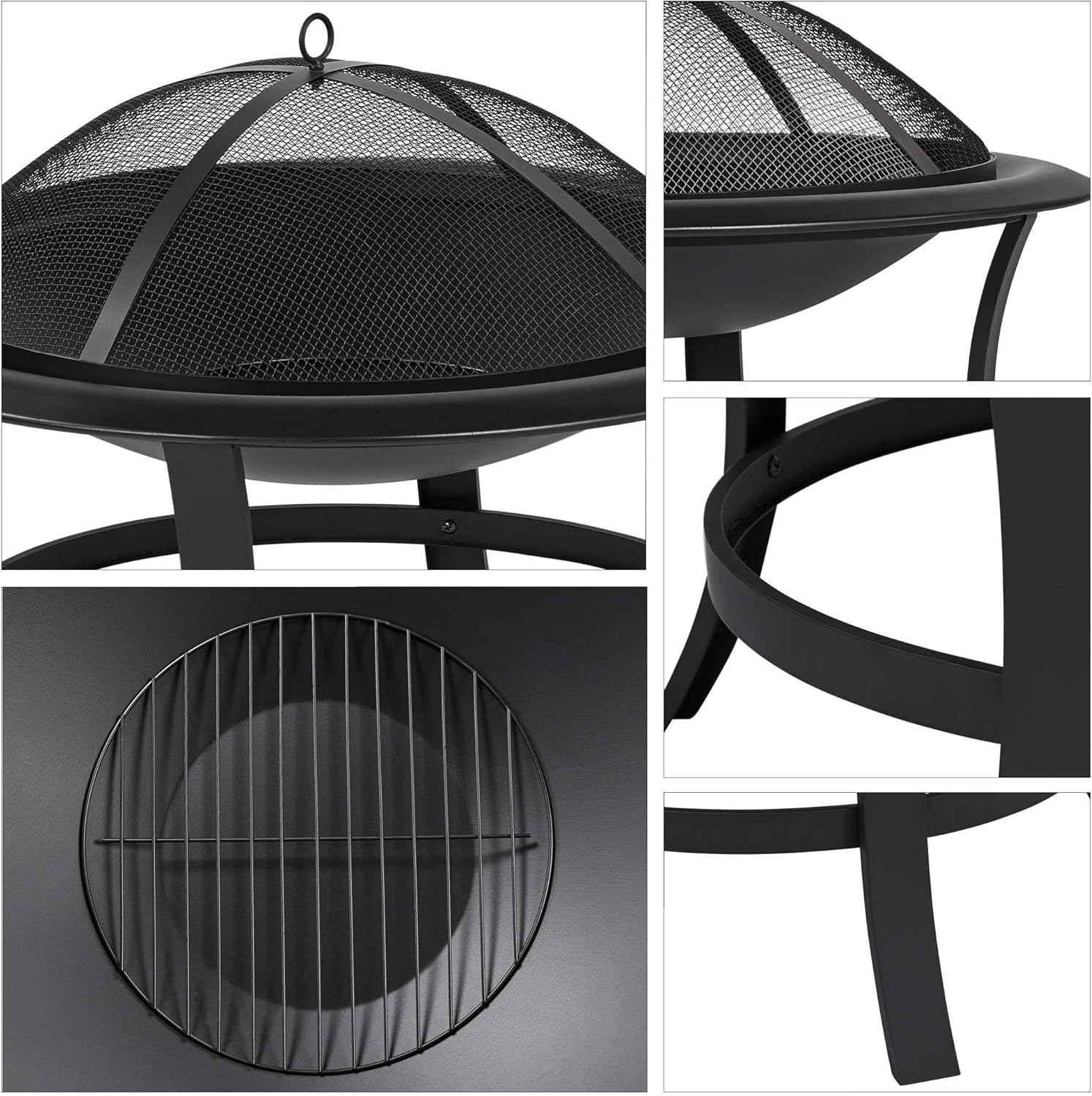 29'' Wood Burning Fire Pit with Grate & Spark Screen Cover J273149