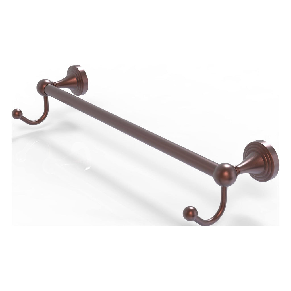 Antique Copper 18x22 Towel Bar with Integrated Hooks W23475