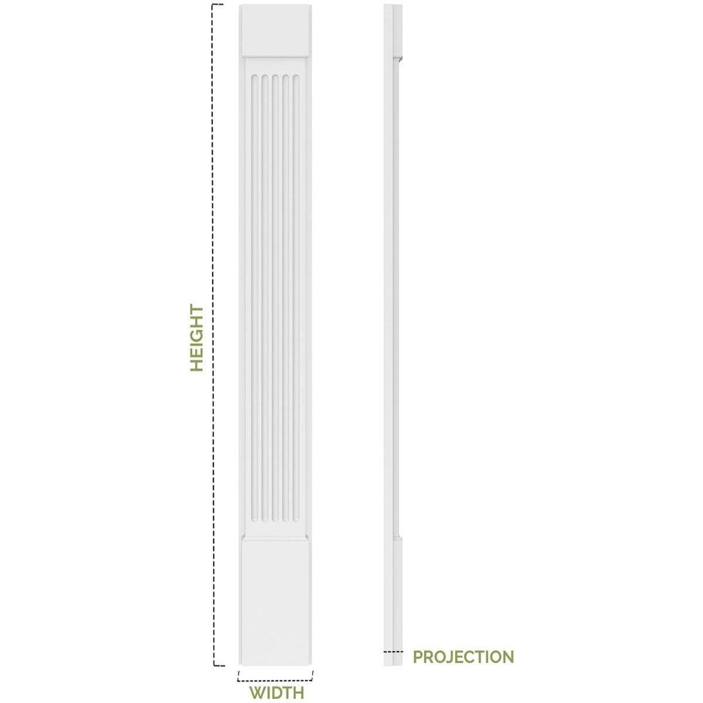 Two Equal Flat Panel PVC Pilaster with Decorative Capital & Base (Pair) T373