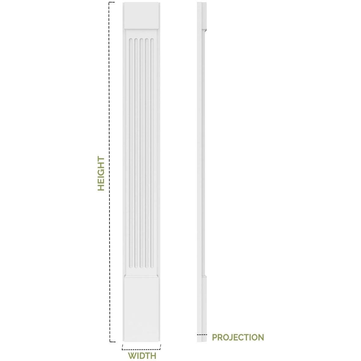 Two Equal Flat Panel PVC Pilaster with Decorative Capital & Base (Pair) T373