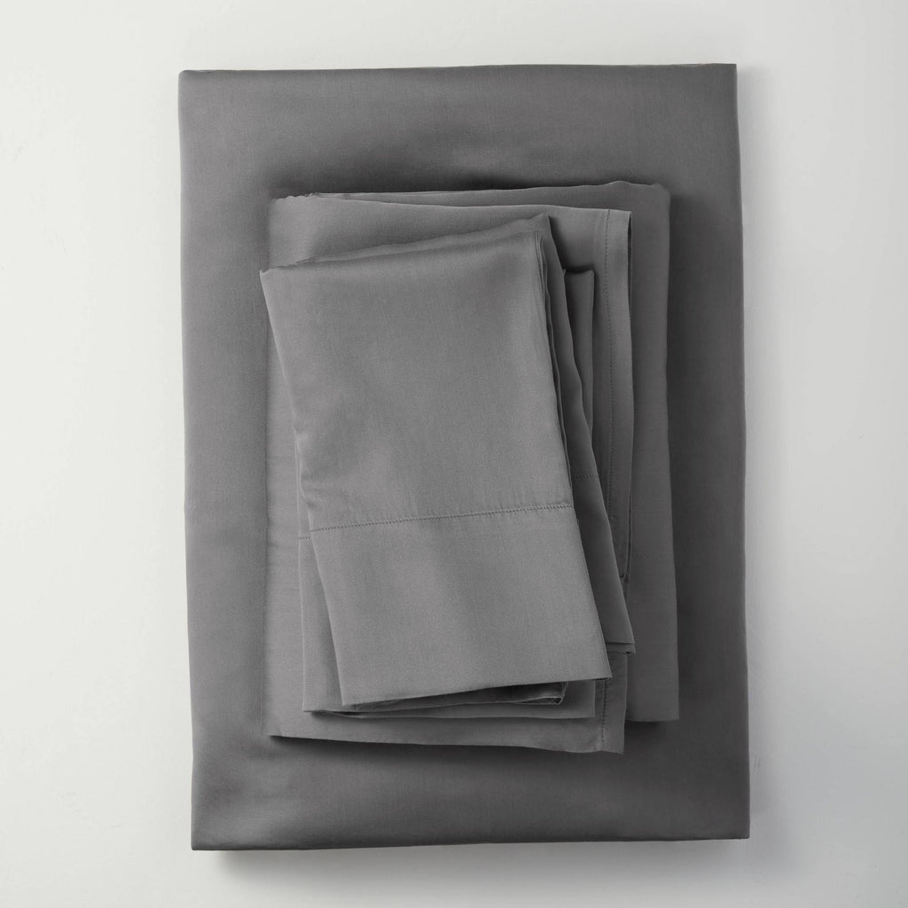 Full 400 Thread Count Washed Lyocell Solid Sheet Set Dark Gray T66601