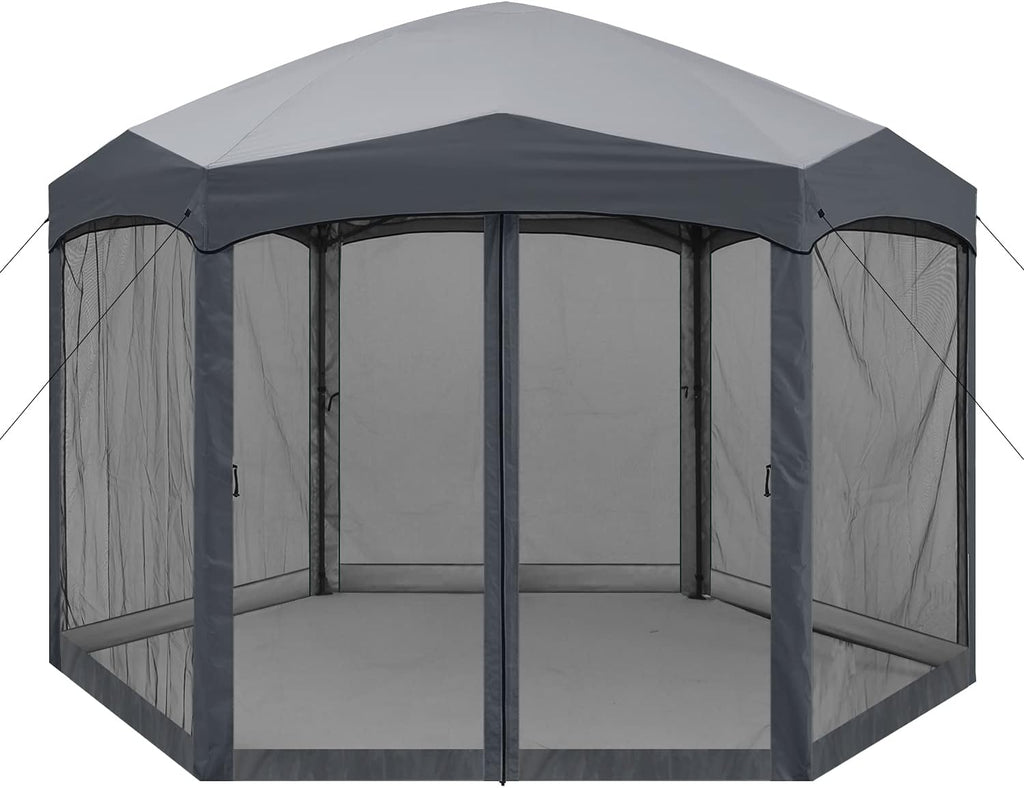 12x12 ft Hexagon Pop Up Gazebo with Netting D509