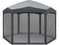 12x12 ft Hexagon Pop Up Gazebo with Netting D509