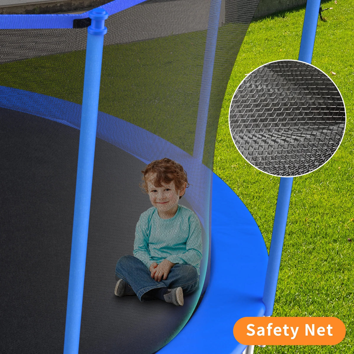 Blue 12FT Outdoor Trampoline with Safety Enclosure and Basketball Hoop M970