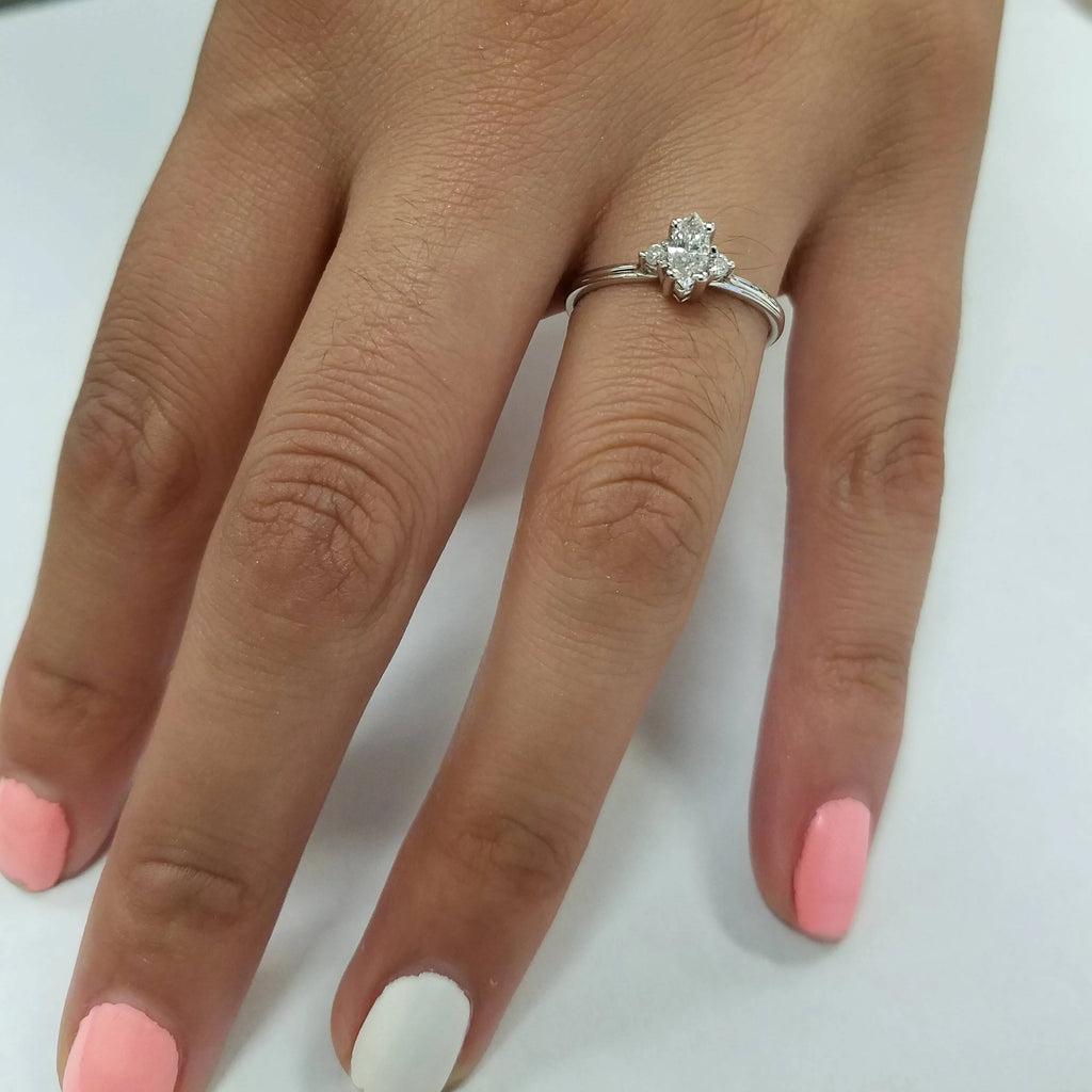 1/3 Marquise Diamond Engagement Ring 10k White Gold D496154
