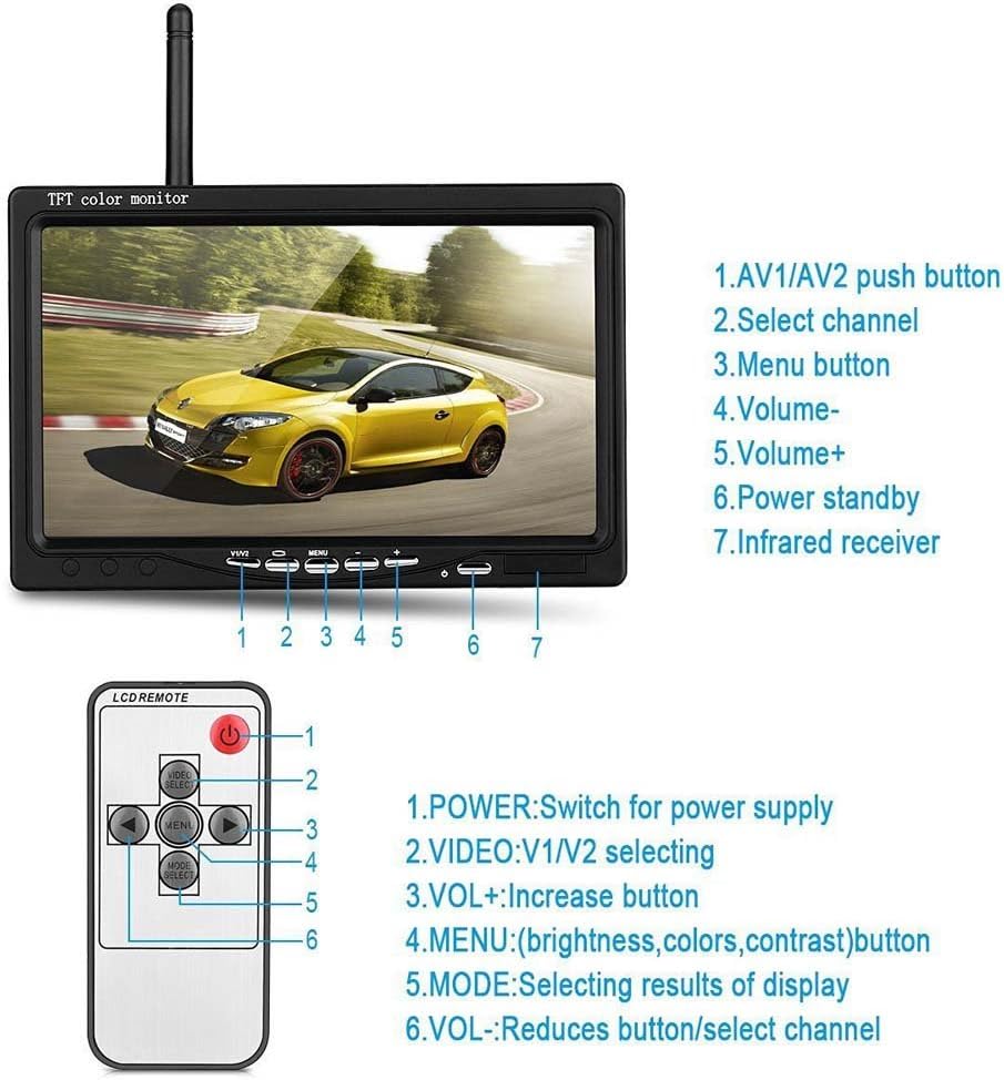 Waterproof Wireless Backup Camera and 7" HD LCD Monitor Kit, Pack of 2 B841