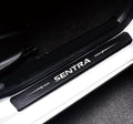 4Pcs Reflective 4D Carbon Fiber Leather Door Sill Protector Sticker C473