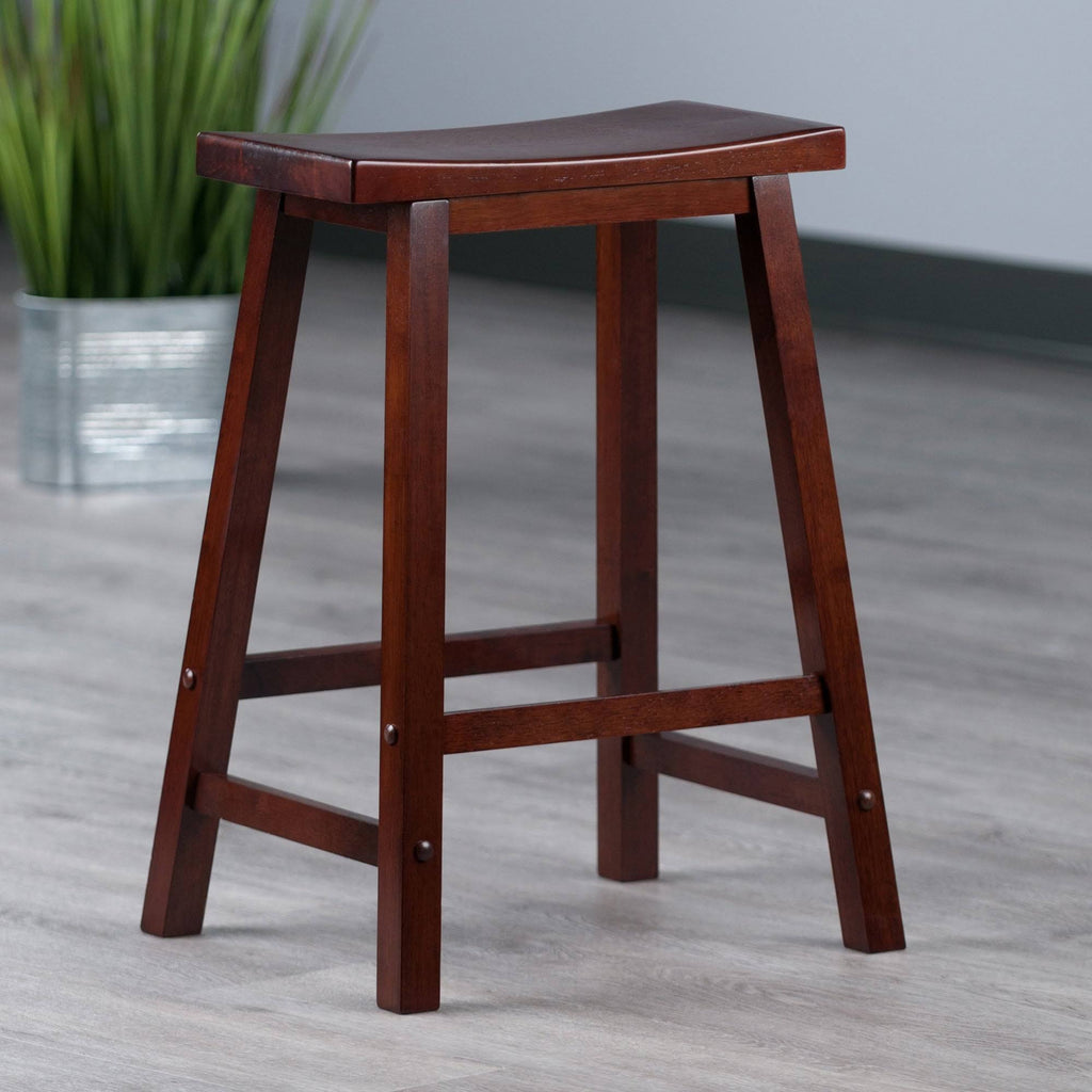 Antique Walnut Saddle Seat Bar Stool Z737
