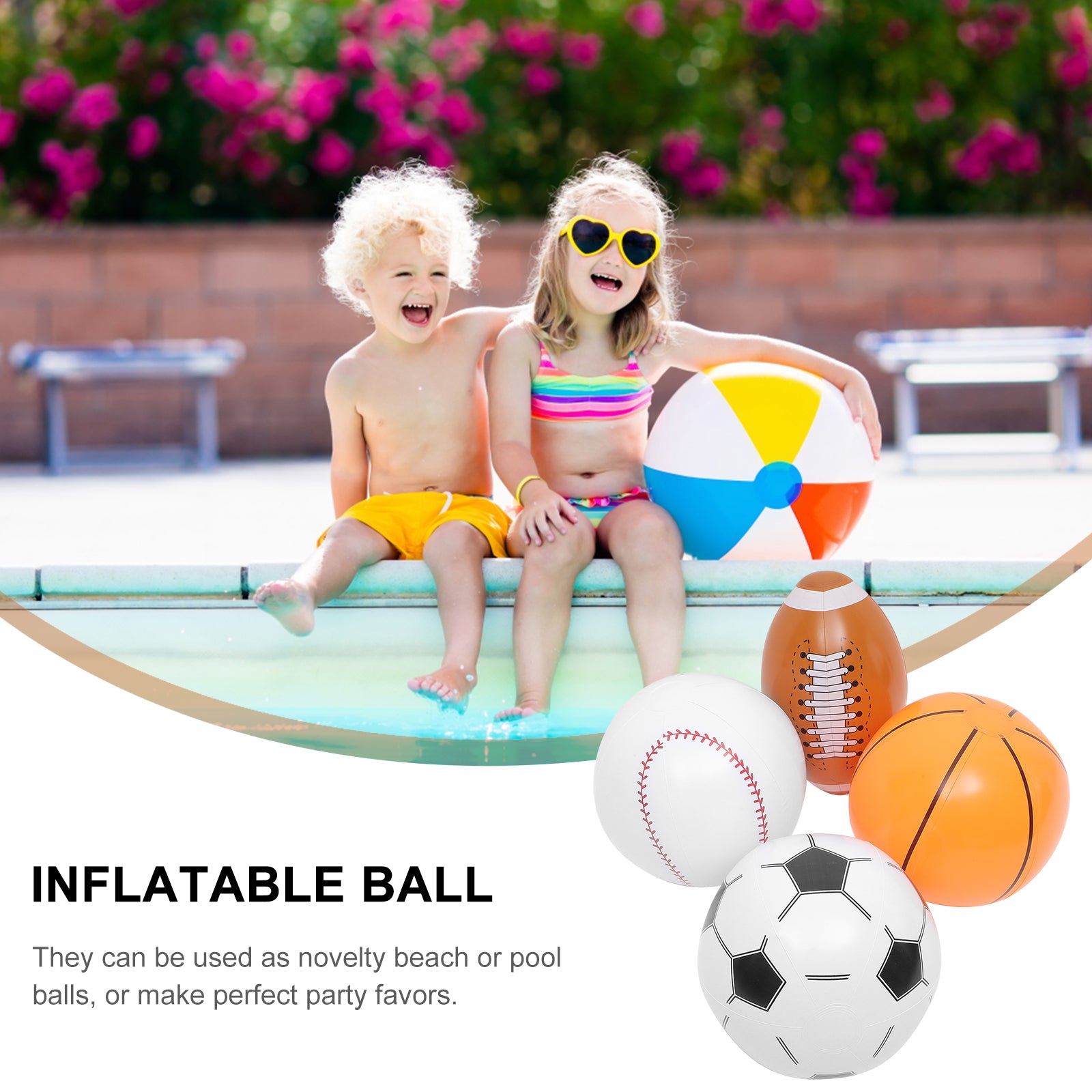 4 Pcs Inflatable Beach Ball Soccer Sports Pool Toys I774904