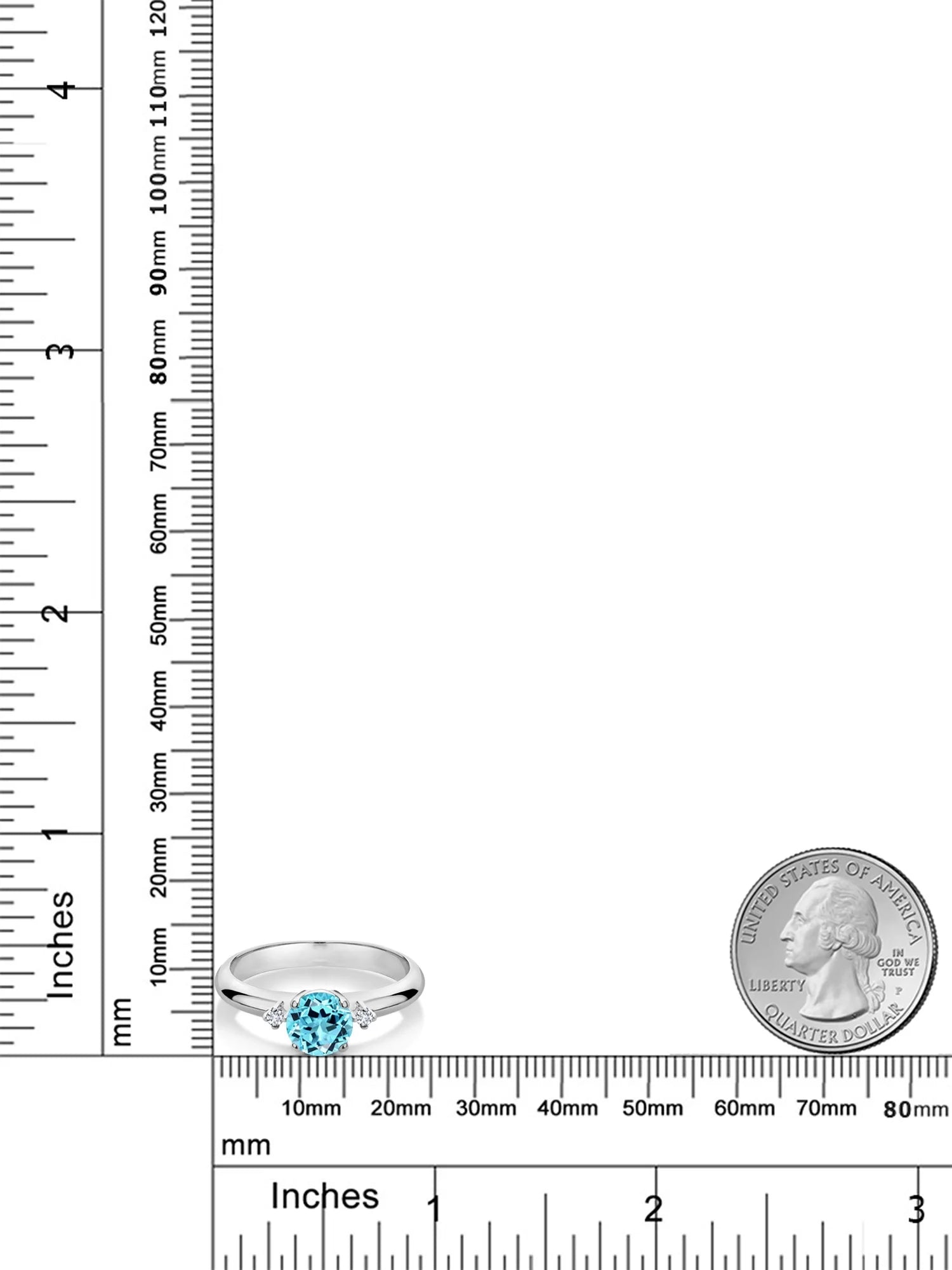 1.03 Ct Swiss Blue Topaz 925 Sterling Silver 3-Stone Engagement Ring I264168