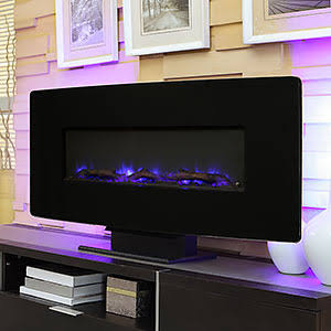 Black Glass Wall Mount Fireplace F387