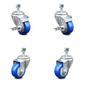 Swivel Threaded Stem Caster Set of 4 with Blue Wheels and Stems G594022