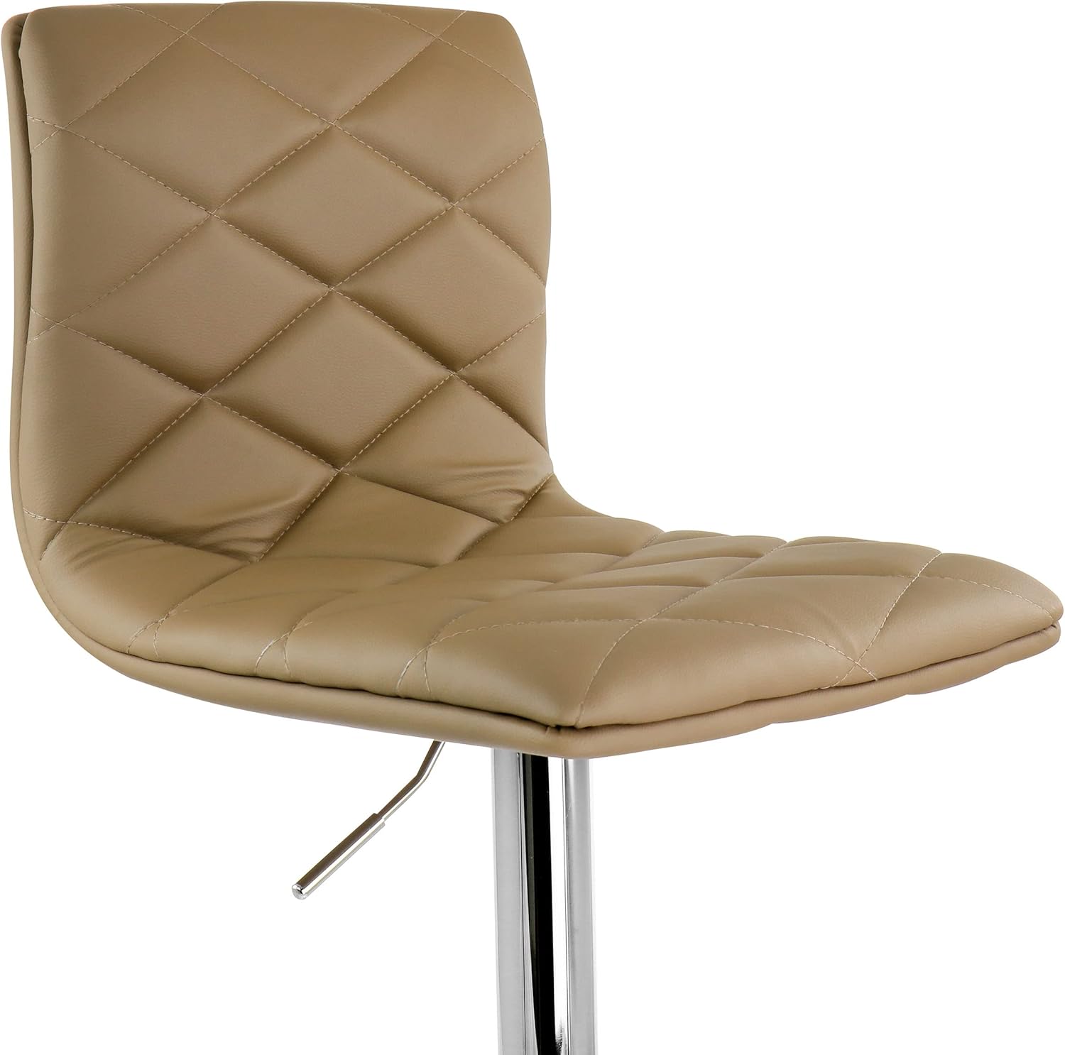 2 Piece Adjustable Faux Leather Bar Stool in Camel with Chrome Base E36561