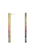 18K Gold Plated Multi Colored Princess Cut CZ Dangling Drop Earrings U60709