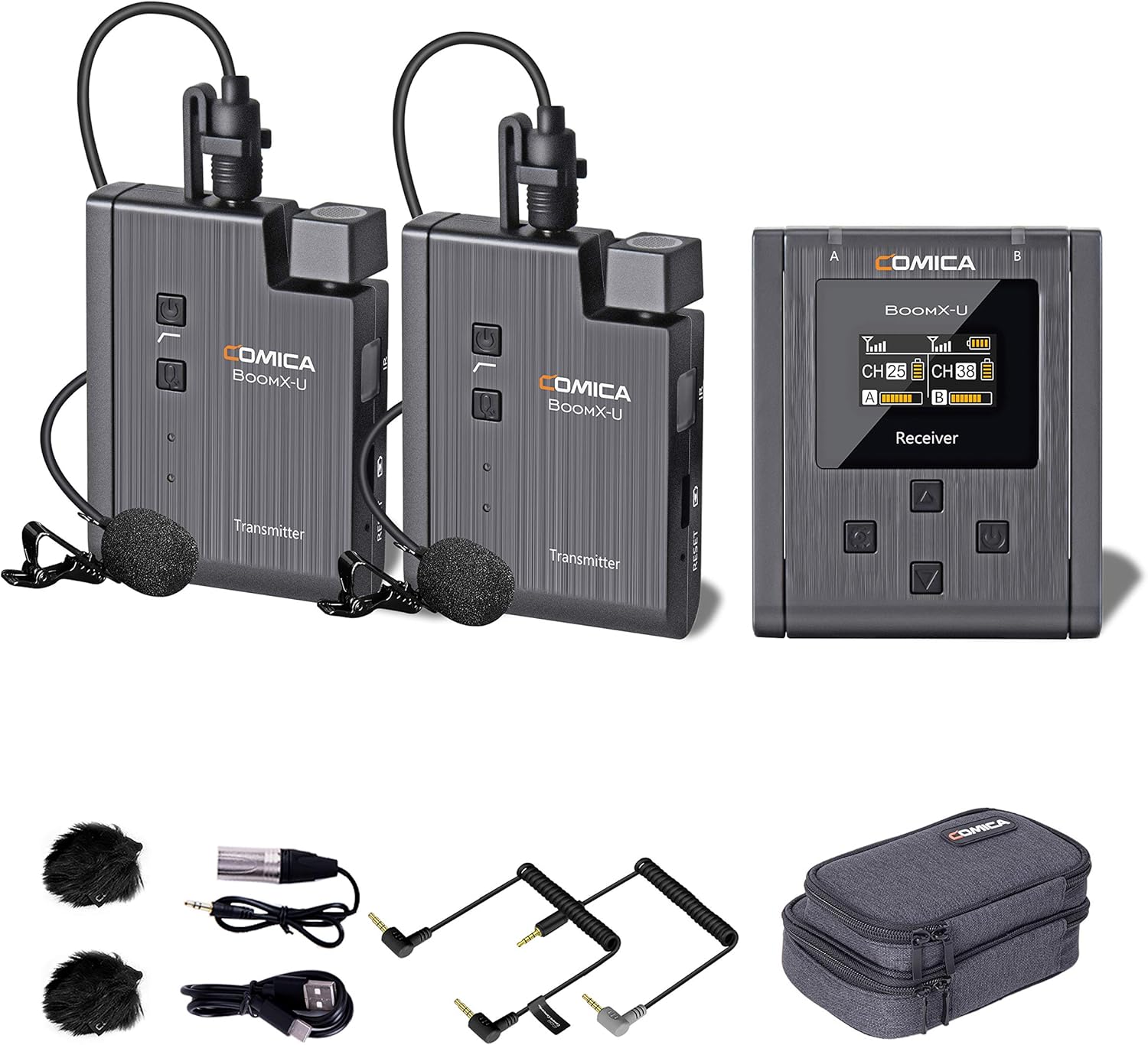 Wireless Lavalier Microphone, 24-Channel UHF, 4 Transmitters and 1 Receiver A92752